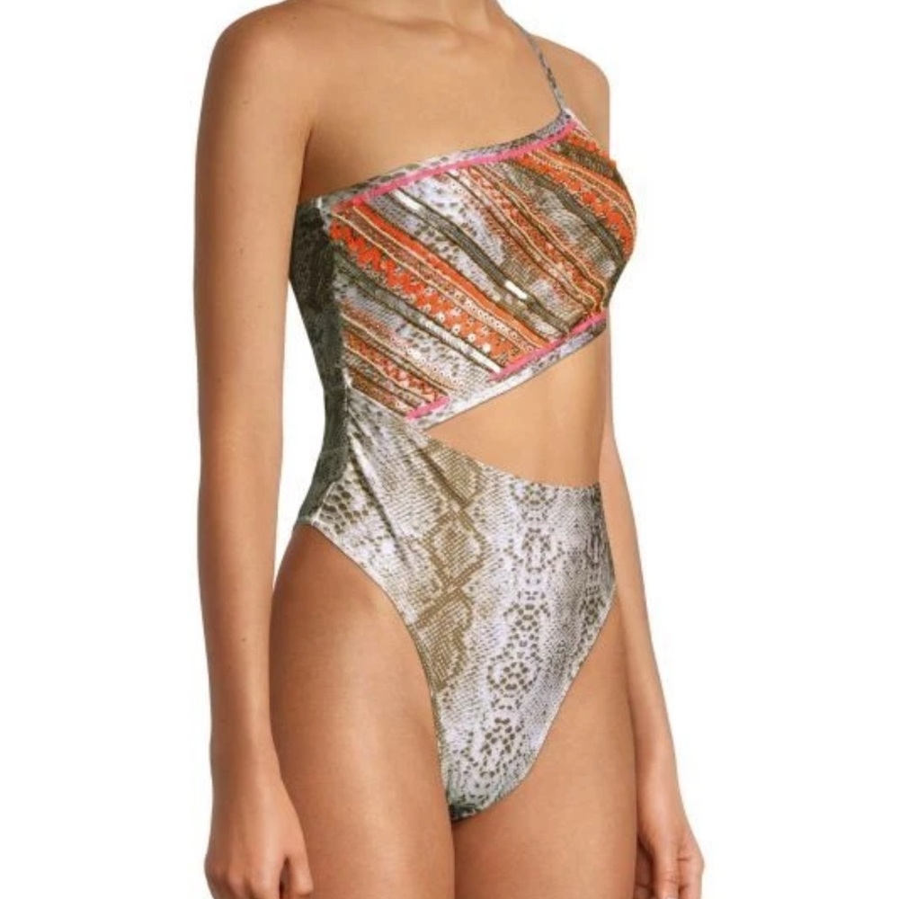 RAMY Brook cassia neutral combo swimsuit one piece 1 piece swim suit large NWT